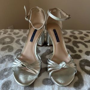 Stuart Weitzman - Strappy Silver Block Heels